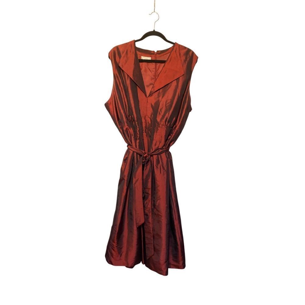  London times plus size women’s burgundy midi taffeta dress size 24W